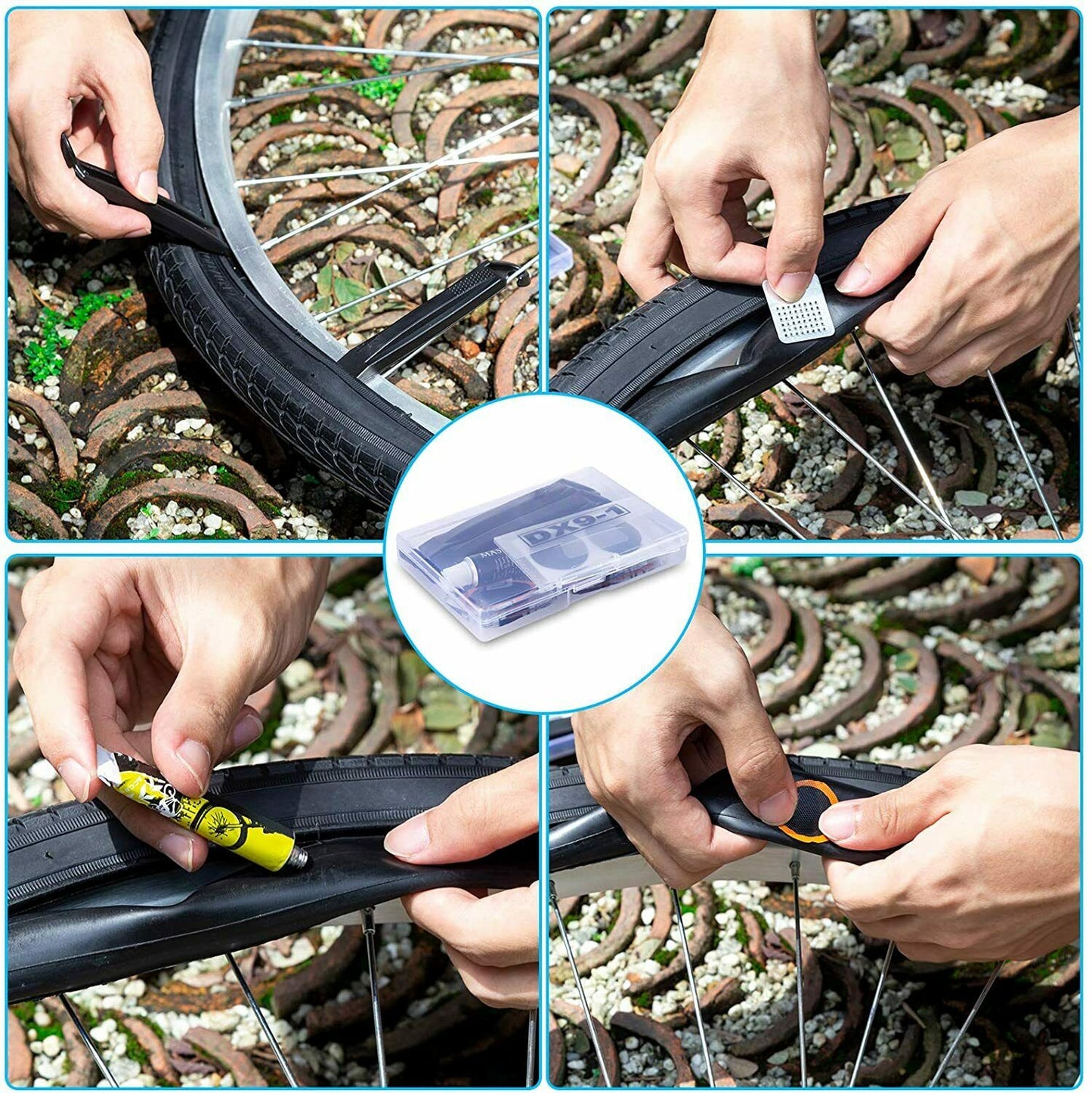 Bike Patch Kit Bicycle Tire Repair Inner Tube Fix Puncture Glue Patches Tool Set Vehicle dealsniper-net