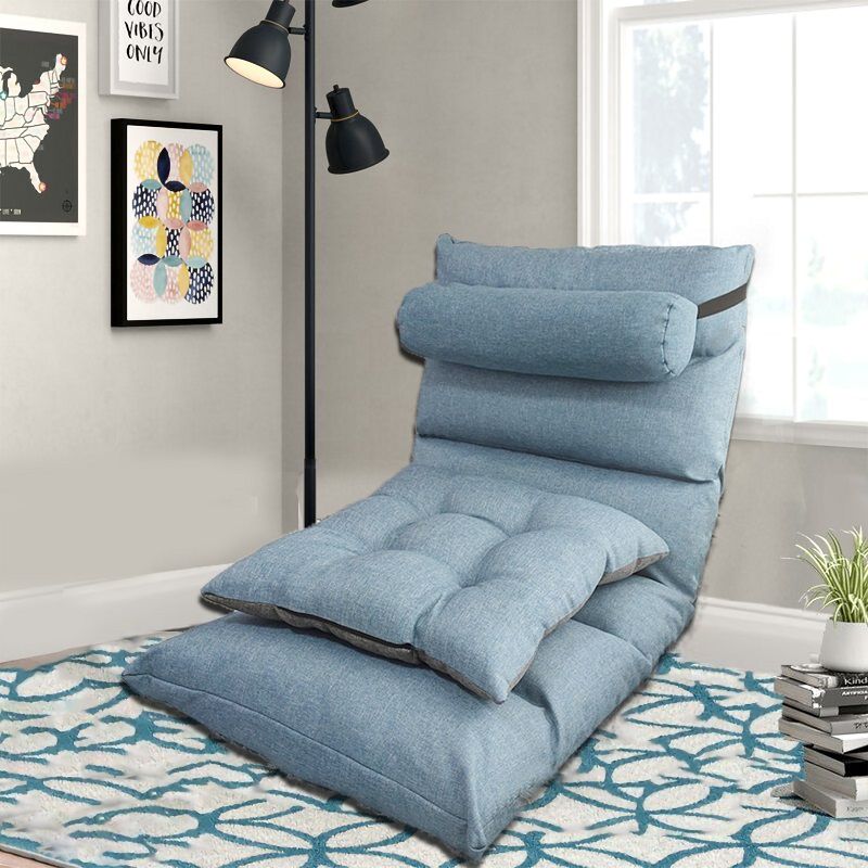 Lazy Sofa Tatami Single Small Sofa Bedroom Bed Backrest Cute Leisure Home dealsniper-net Blue Liner and lumbar pillow