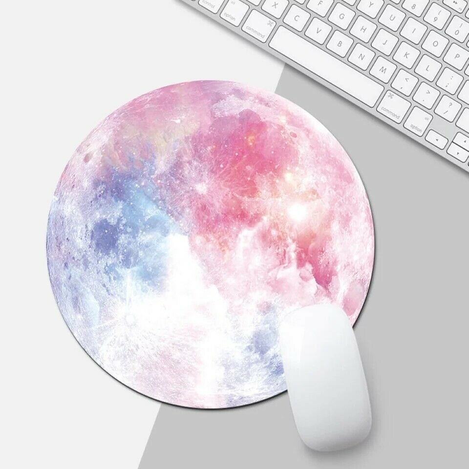 Space Round Mouse Pad PC Gaming Non Slip Mice Mat For Laptop Notebook Computer Gaming Mouse Pad Gadgets dealsniper-net Rainbow Moon