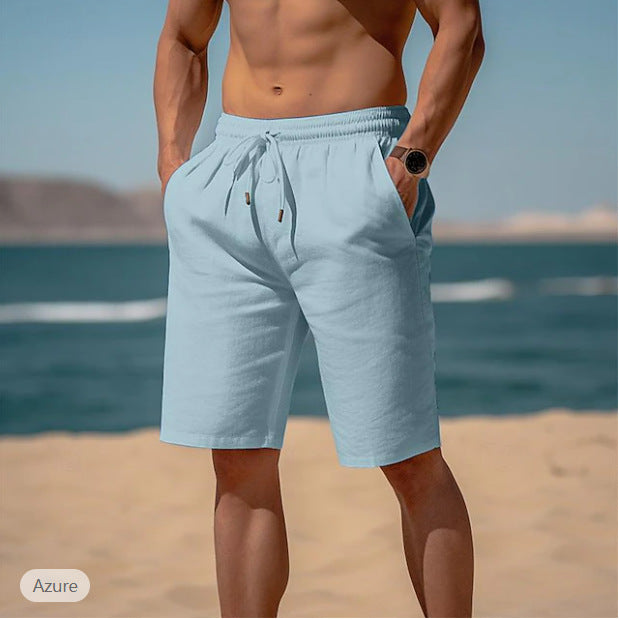 Summer Drawstring Shorts Elastic Waist Straight Pants Beach Men DealSniper.net