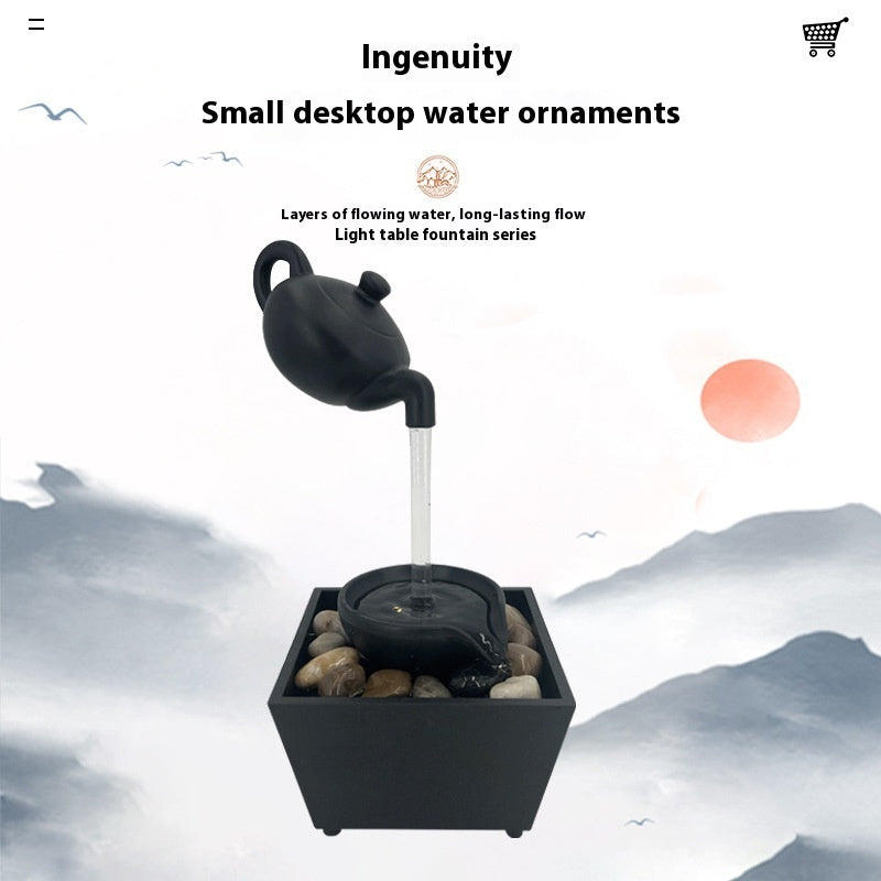 Hanging Teapot Flowing Water Ornaments Coffee Table Kitchen DealSniper.net Black