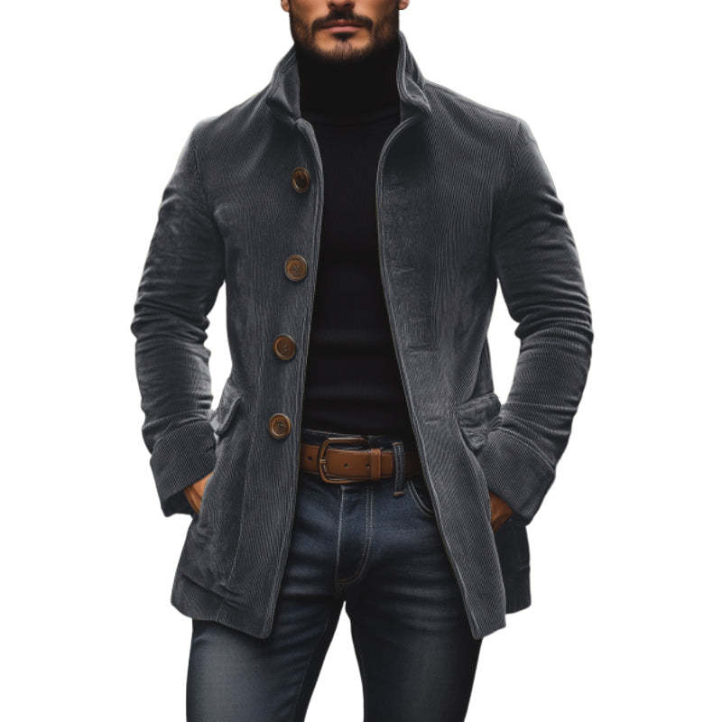 Men's Jacket Winter Stand Collar Button-up Coat Men Gym From House Gray 2XL