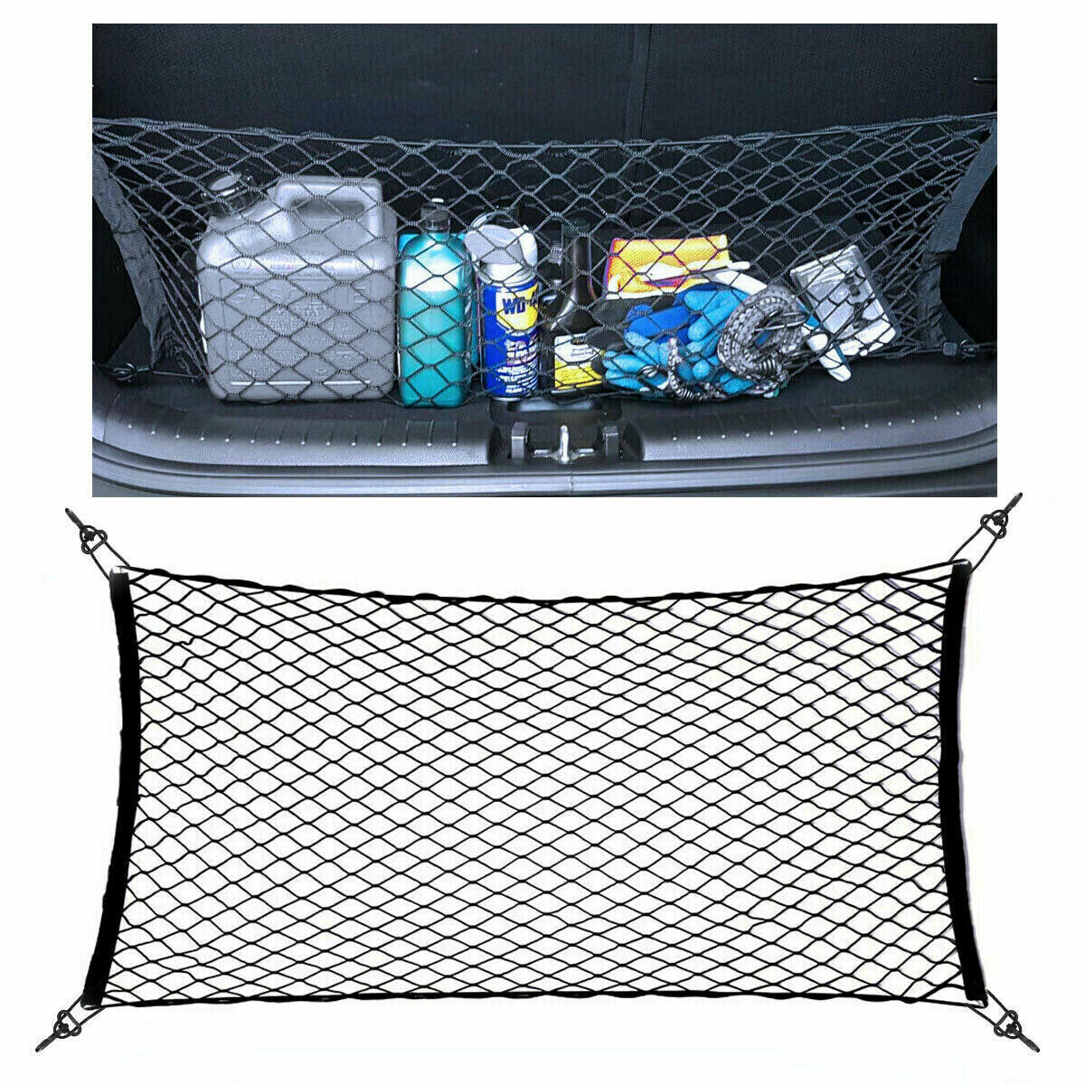 Trunk CARGO NET Car Nylon Elastic Mesh Organizer Truck SUV Universal 4 Hook Rear Vehicle dealsniper-net