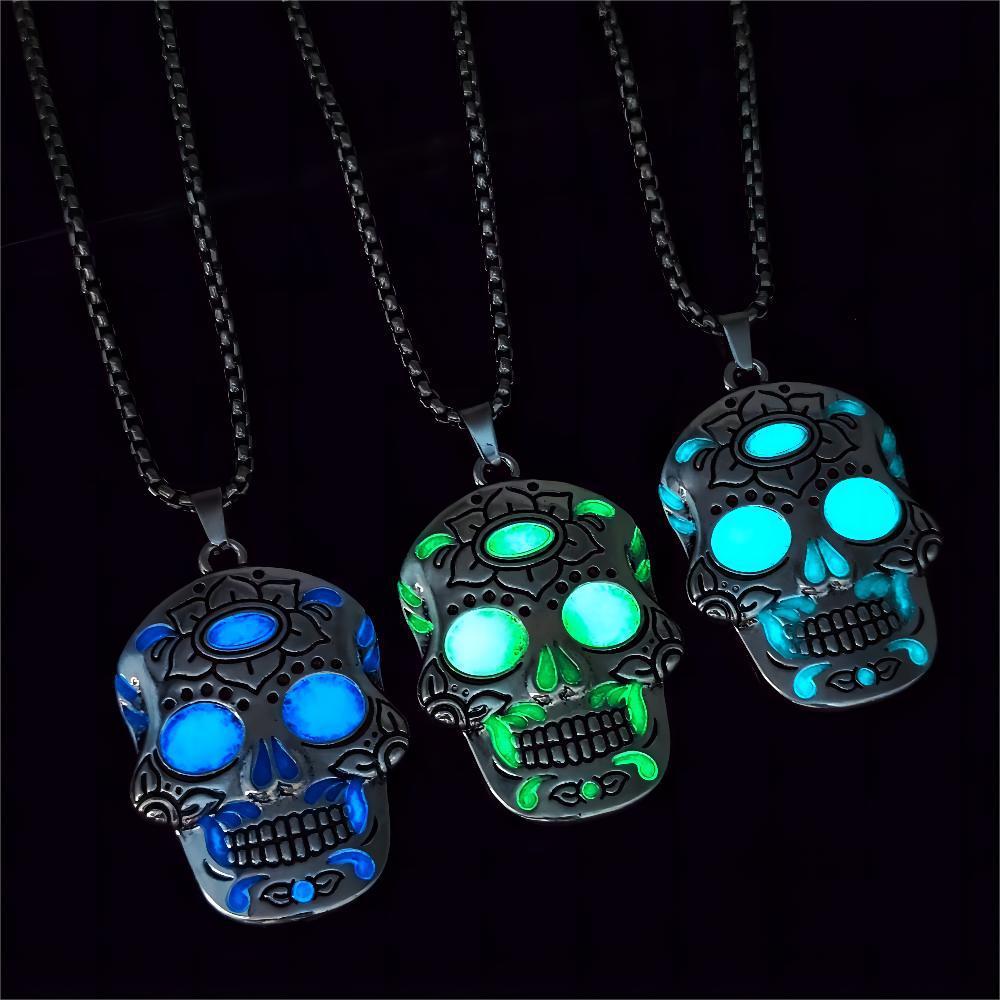 Halloween Luminous Skull Necklace With Day Of The Dead