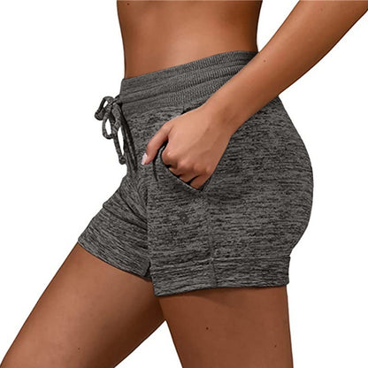 Women Shorts Quick-dry Lace-up Stretch Sports Pants Women dealsniper-net Dark gray 2XL