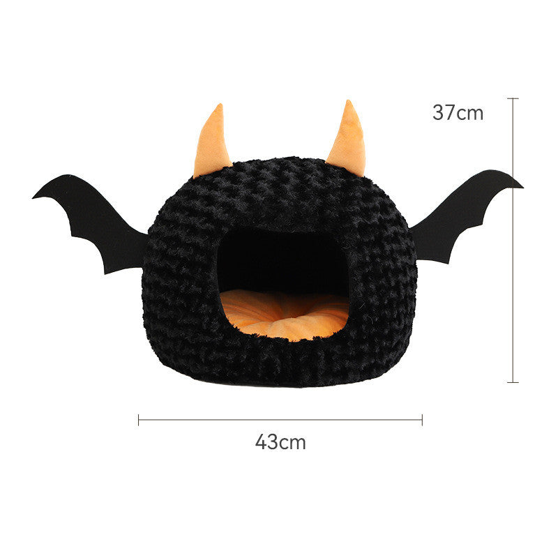 Halloween Little Devil Pet Nest Short Plush Fully Enclosed Warm Holidays dealsniper-net