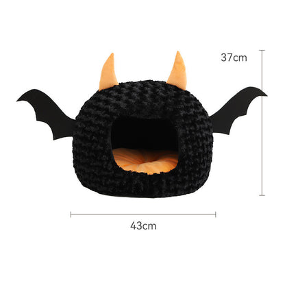 Halloween Little Devil Pet Nest Short Plush Fully Enclosed Warm Holidays dealsniper-net