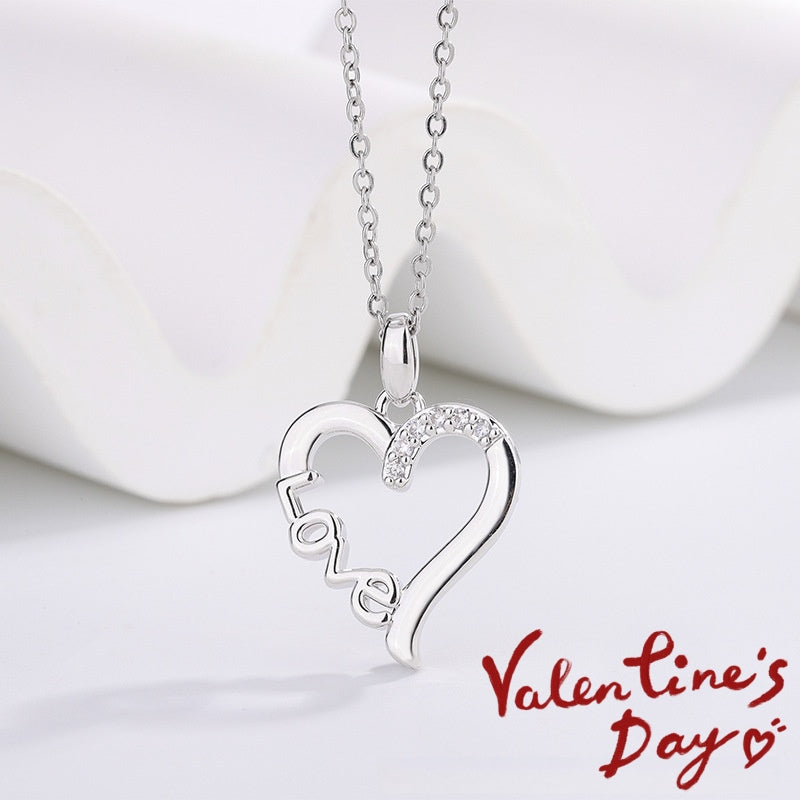 Creative Heart Design LOVE Titanium Steel Necklace LOVE Pendant Jewelry dealsniper-net