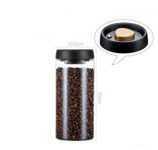 Vacuum Sealed Jug Set Black Coffee Beans Glass Airtight Canister Kitchen dealsniper-net Black 1800ml