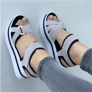 Bandage Design Shoes Women Platform Sandals Summer Women dealsniper-net Light gray Size36