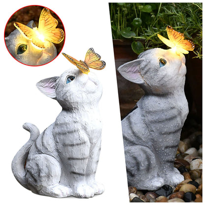 Creative Resin Cat Solar Sculpture Ornaments Outdoor Villa Courtyard