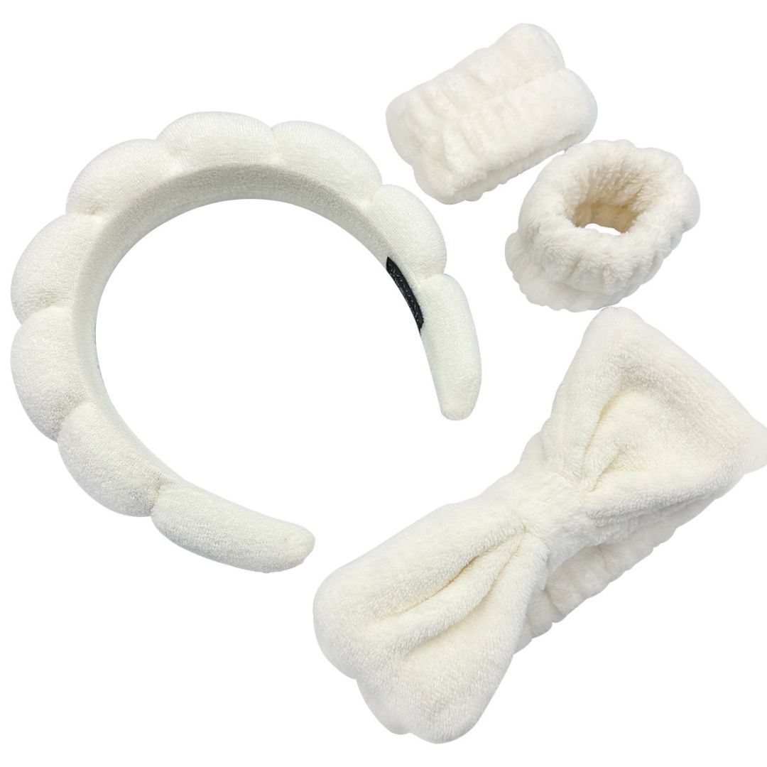 Hairband Bracelet Head Buckle Four-piece Set Beige Beauty DealSniper.net