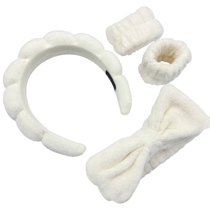 Hairband Bracelet Head Buckle Four-piece Set Beige Beauty DealSniper.net