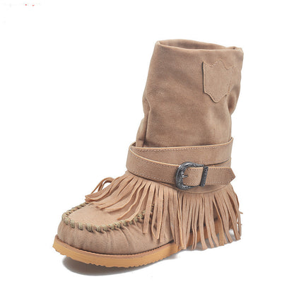 Fringe Middle Boots Women Sexy Tassel Boots Fashion Buckle Women DealSniper.net Khaki 35