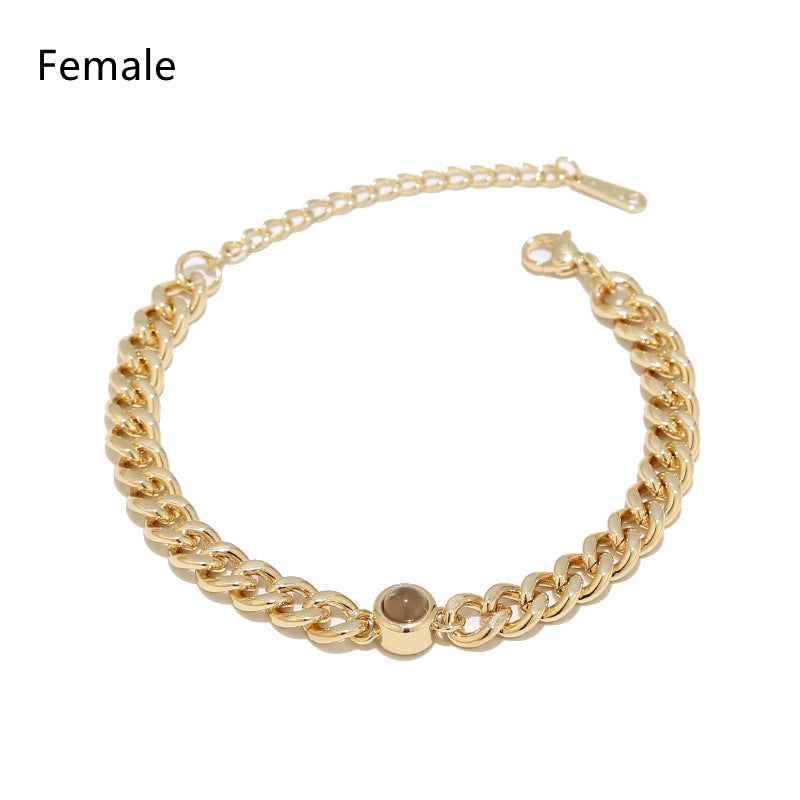 Titanium Steel Personalized Photo Custom Bracelet Jewelry Gym From House Gold female