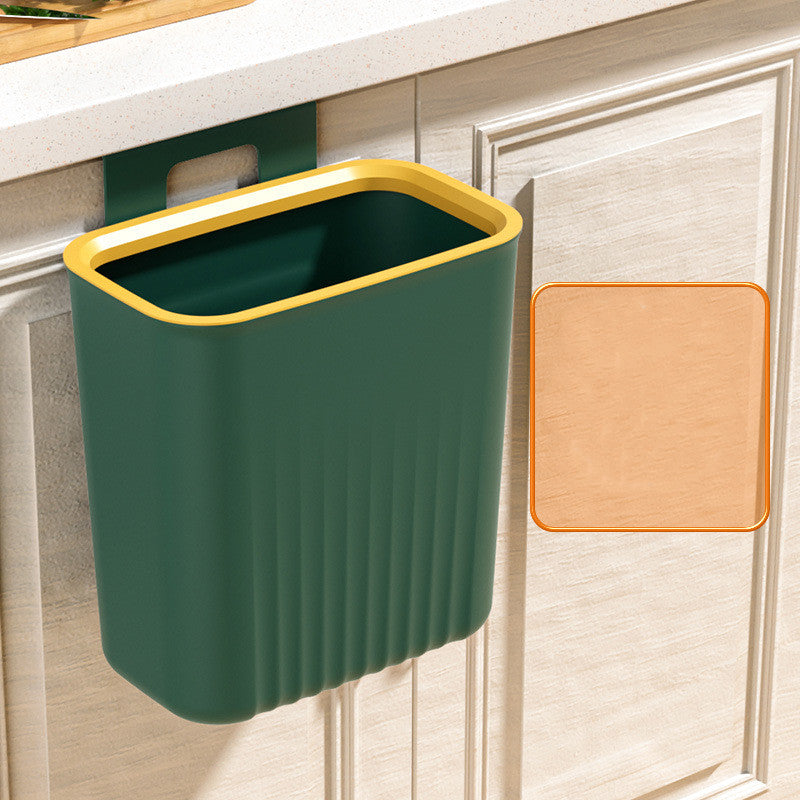 Domestic Hanging Kitchen Waste Bin With Lid Kitchen dealsniper-net Green Pressed ring stripe