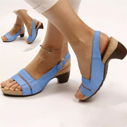 Ankle Strap Sandals Summer Low Heel Peep Toe Shoes Women Women dealsniper-net