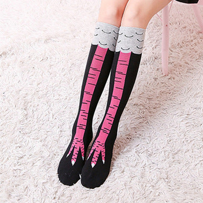 Spring And Autumn Knee Socks Funny Chicken Socks Women DealSniper.net Rose Red