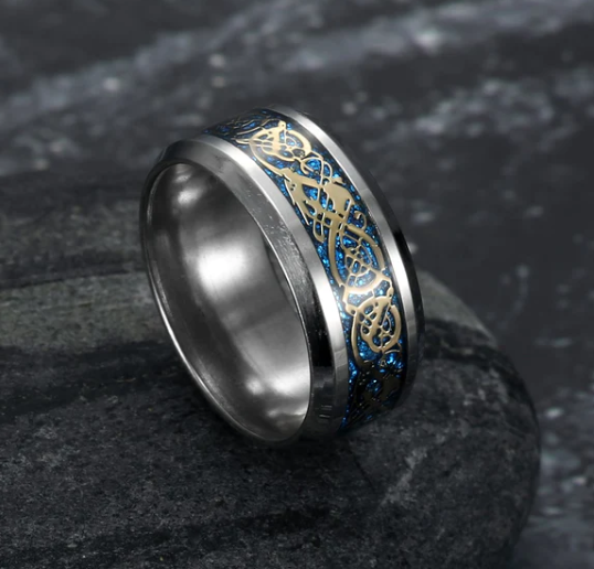 Asgard Crafted Basilisk Scale Wedding Ring Jewelry dealsniper-net Silver Blue Gold 10