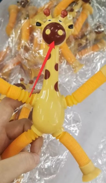 Giraffe Tubes Sensory Toys Novelty Spring Fidget Toy Kids dealsniper-net Yellow Without lamp