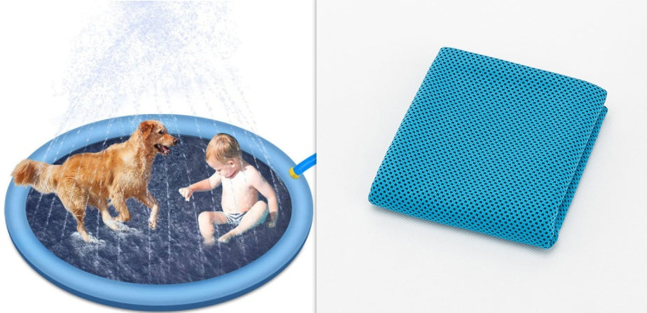 Non-Slip Splash Pad For Kids And Pet Dog Pool Summer Outdoor Pets dealsniper-net Blue set 170cm