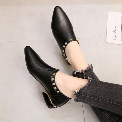 New Style Pointed Rivet Fashion Casual Single Shoes Women Women dealsniper-net Black 35