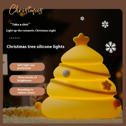 Christmas Tree Silicone Night Lights USB Rechargeable Eye Protection