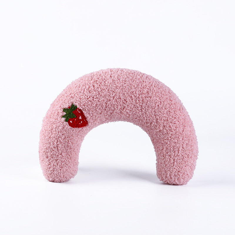 U-shaped Cat Toy Pillow To Protect Cervical Vertebra Pet Sleeping Pillow Soft Sounding Deep Sleep Pets DealSniper.net Pink
