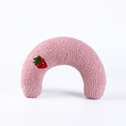 U-shaped Cat Toy Pillow To Protect Cervical Vertebra Pet Sleeping Pillow Soft Sounding Deep Sleep Pets DealSniper.net Pink