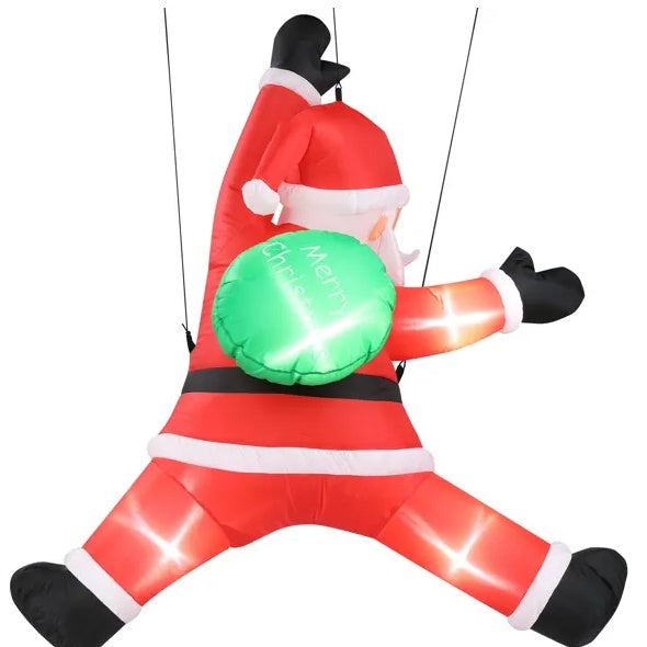 4.9 FT Lighted Christmas Decoration Inflatable Hanging Santa Claus