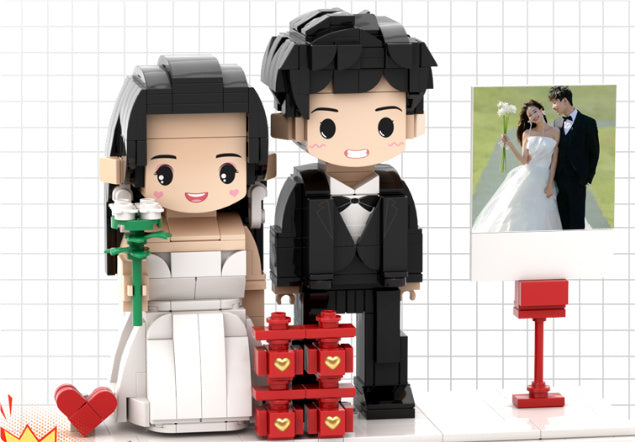 Portrait Building Blocks Puzzle Character Photo Kids DealSniper.net Happy couple No gift box