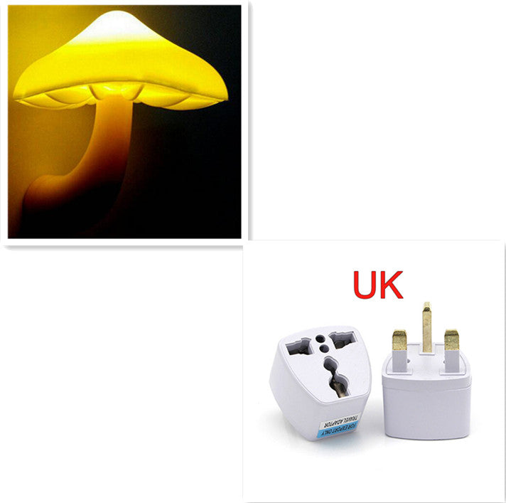 LED Night Light Mushroom Wall Socket Lamp EU US Plug Warm White Home dealsniper-net Mushroom UK Yellow