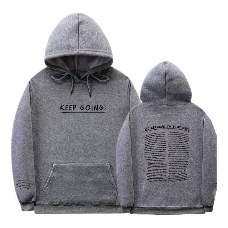 Letter Printing Long-sleeved Drawstring Hooded Sweatshirt Women dealsniper-net FS5274 Dark Gray 2XL