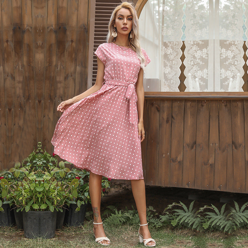 Summer Women Polka Dot Short Sleeve Dress Casual