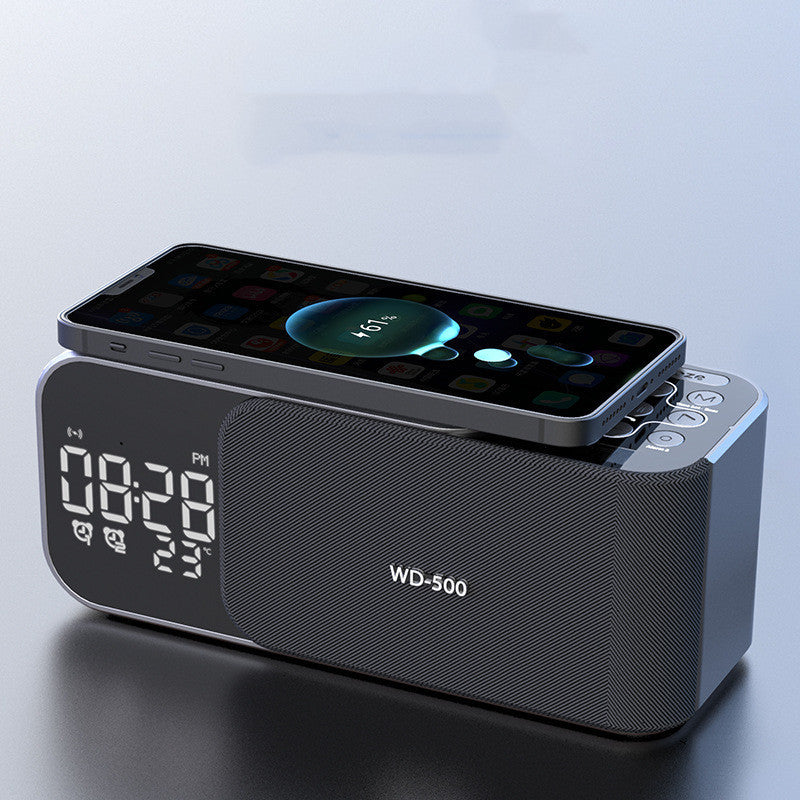 Led Wireless Charging Alarm Clock Fm Radio Bluetooth Speaker House dealsniper-net