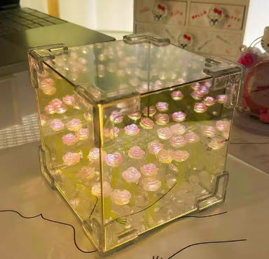Handmade DIY Tulip Flower Small Night Light Mirror Lamp Home Decor DealSniper.net 16 Flower Material Package Rose