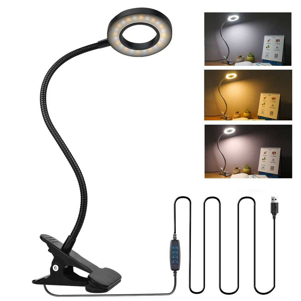 Clip On Desk Lamp LED Flexible Arm USB Dimmable Study Reading Table Night Light Home dealsniper-net