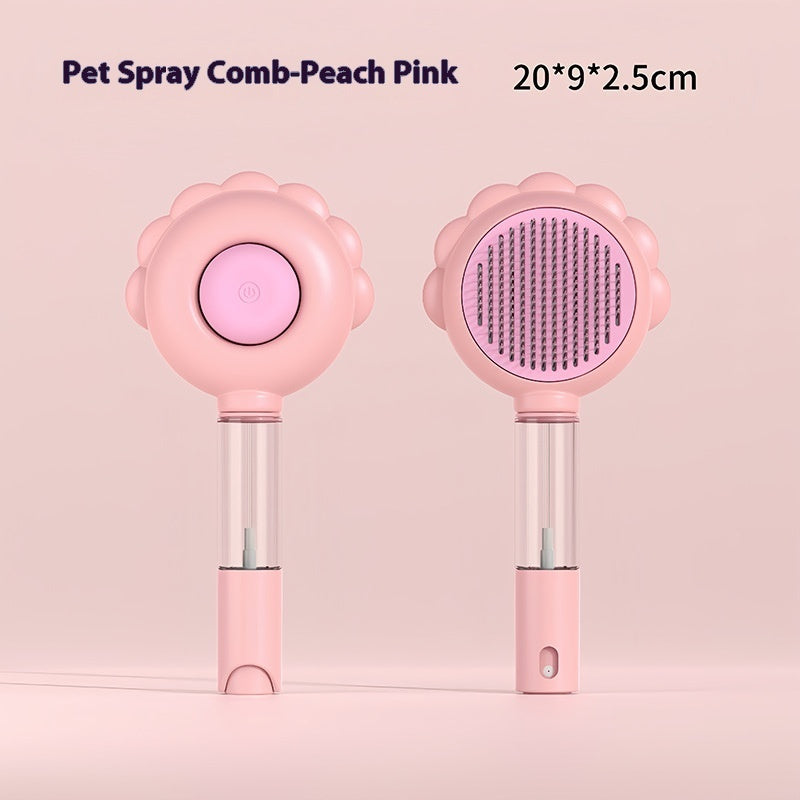 2 In 1 Self Cleaning Dog Brush Comb With Spray Pets Grooming Pets dealsniper-net Spray Pink