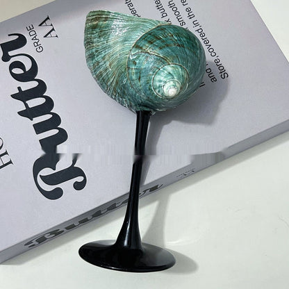 Ins Handmade Shell Conch Wine Glass Aromatherapy Dish Kitchen DealSniper.net Black Background Green B