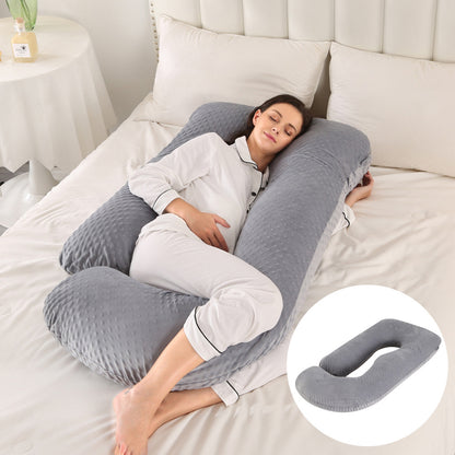 Maternity Pillow Waist Support Side Sleeping Slope Pillow J-type Health DealSniper.net Doudou Velvet Gray 65x90x175cm