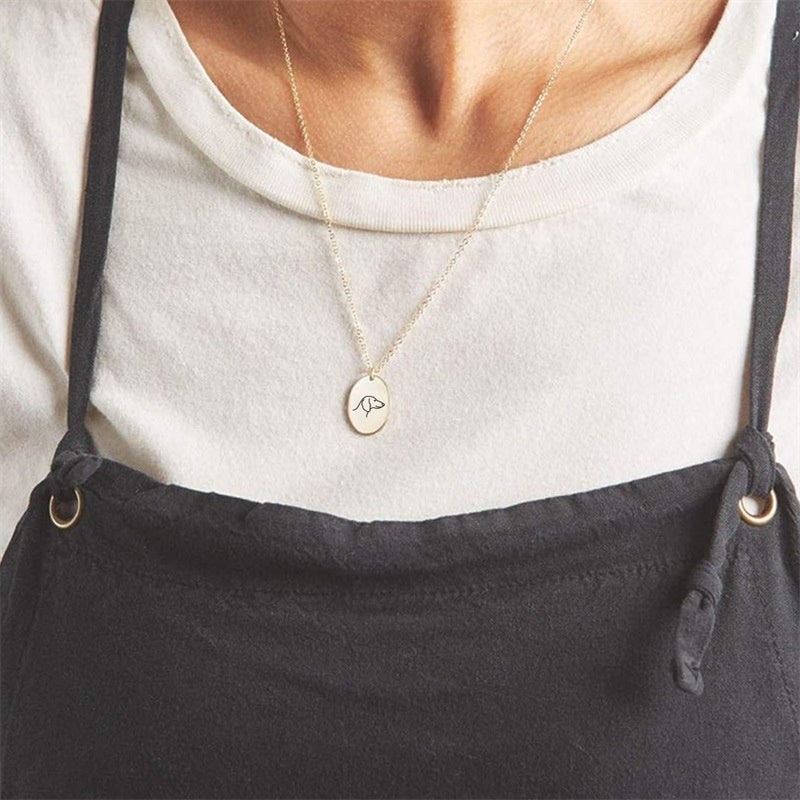 Simple Accessories Supply Lettering Oval Stainless Steel Necklace Jewelry Gym From House