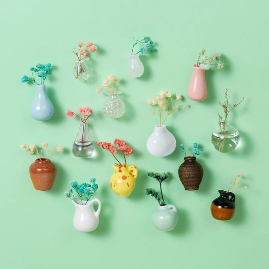 Creative Plant Decoration, Cute Ceramic Flower Vase Fridge Magnet Home Decor Gym From House Combination Y