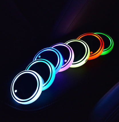 Colorful Cup Holder LED Light-up Coaster Solar & USB Charging Vehicle DealSniper.net