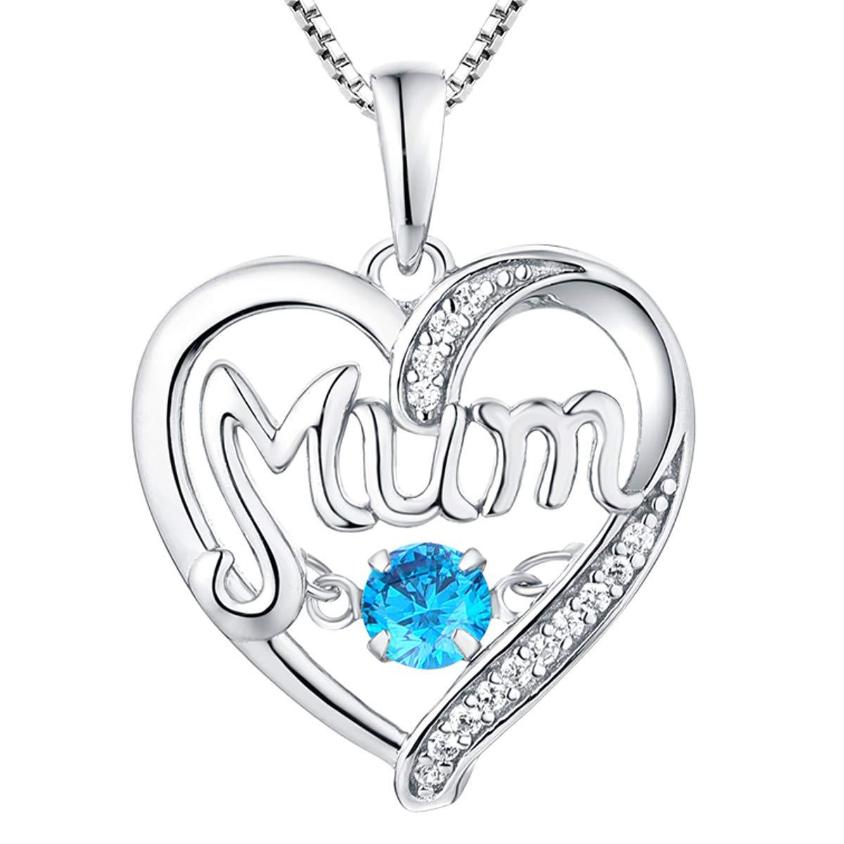 Pulsatile Heart MoM Necklace Mother's Day Gift Birthstones Smart Pendant Jewelry dealsniper-net March 925 Silver