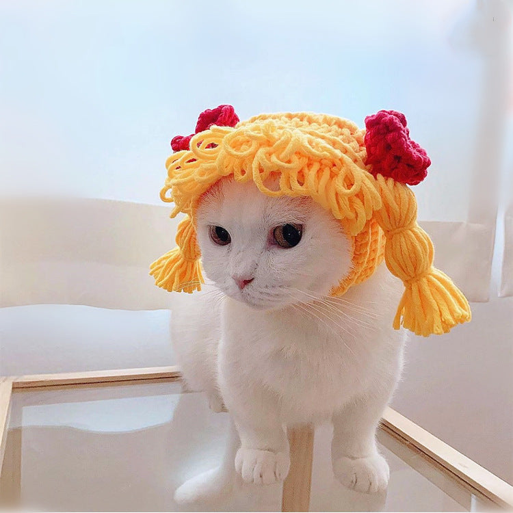 New Pet Hat Cute Style Braid Headgear Spring And Autumn Pets dealsniper-net Yellow M