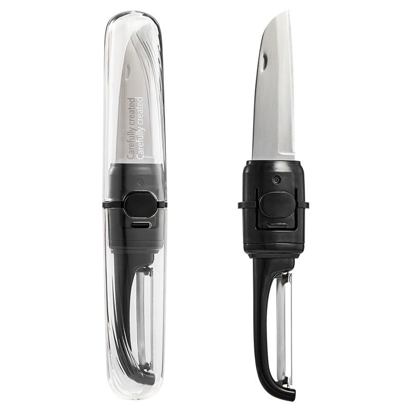 Two-in-one Portable Home Folding Double Head Fruit Knife Peeler Kitchen DealSniper.net Black