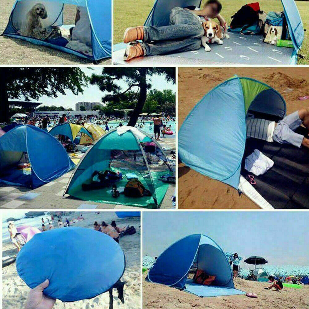 Pop Up Beach Tent For 1-3 Person Rated UPF For UV Sun Protection Waterproof Outdoor DealSniper.net