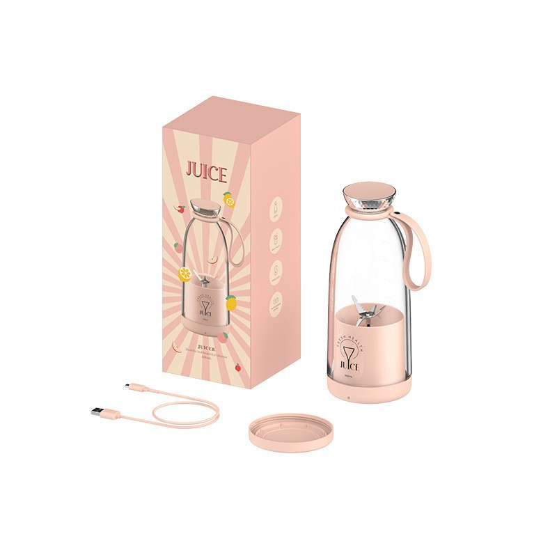 New Electric Portable Juice Cup Kitchen Gym From House Pink 500ML USB