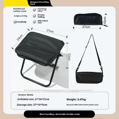 Camping Portable Pencil Bag Folding Stool Outdoor DealSniper.net Upgraded Black