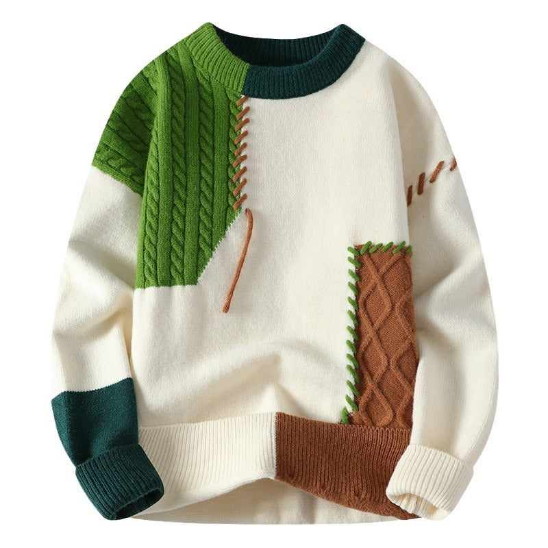 Colorblock Pullover Sweater Winter Fashion Long Sleeve